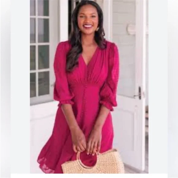 Gal Meets Glam Red MIDI Dress with long Sleeve Good condition - Picture 2 of 15